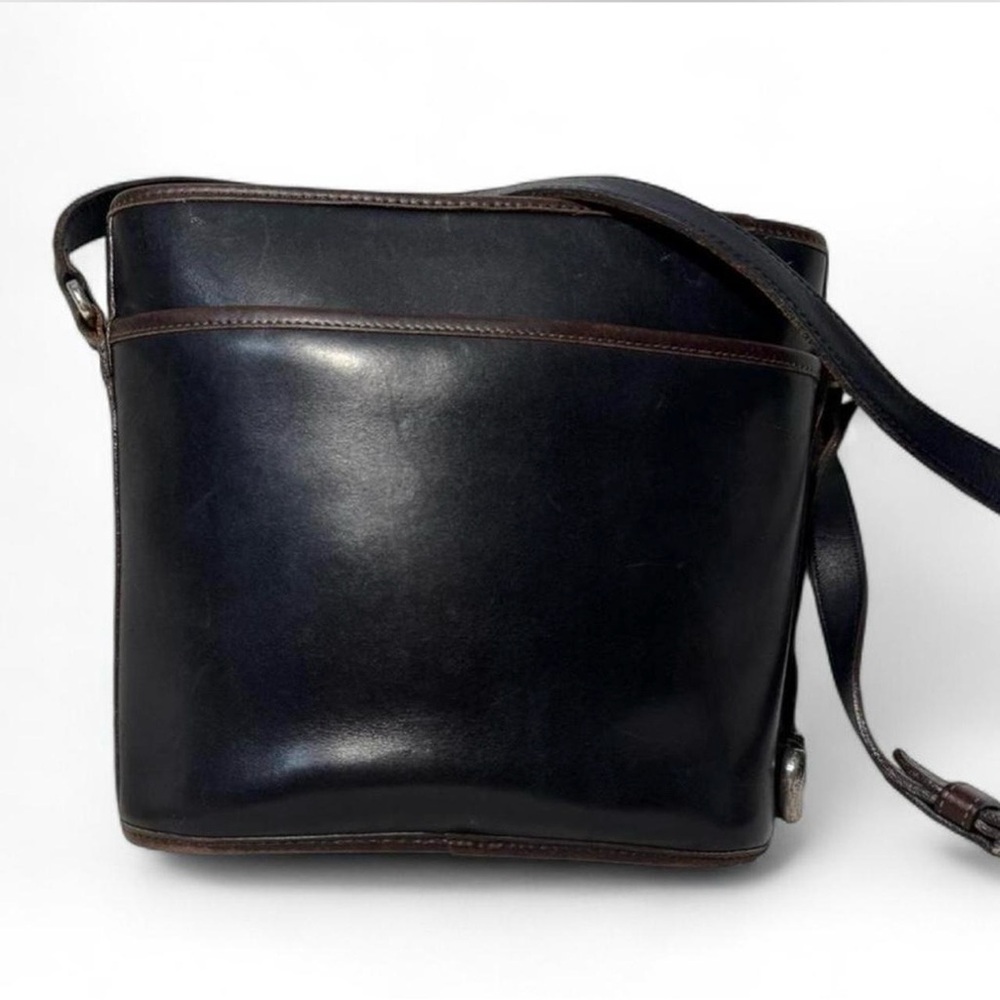 Vintage Brighton Bergson Croc Embossed Leather Bucket Bag Brown Black - Picture 6 of 9